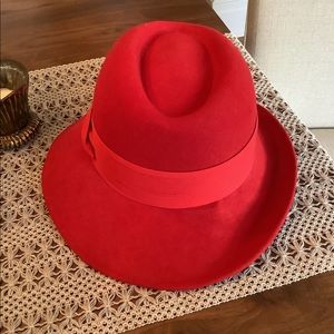 Vintage Lancaster wool felt red hat